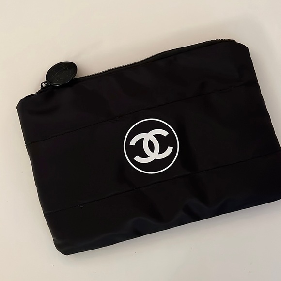 CHANEL Handbags - CHANEL BLACK Puffy Travel Make up Bag 12”x9” NEW